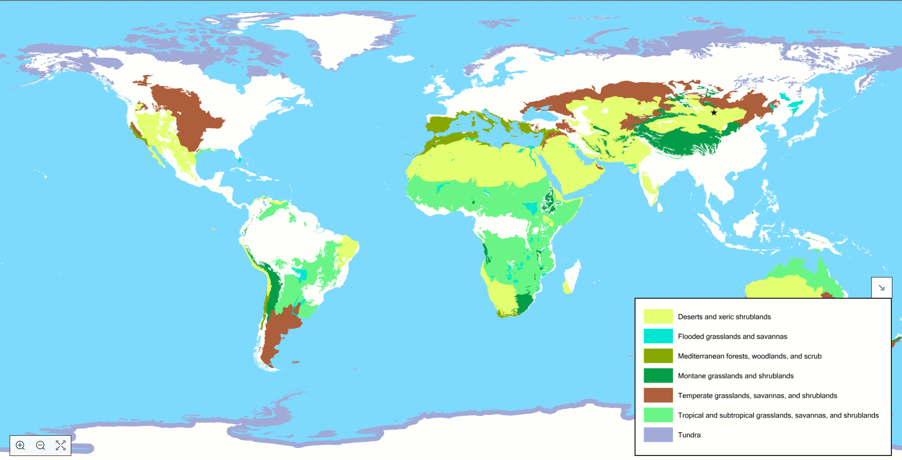 Distribution of Rangeland Types Globally